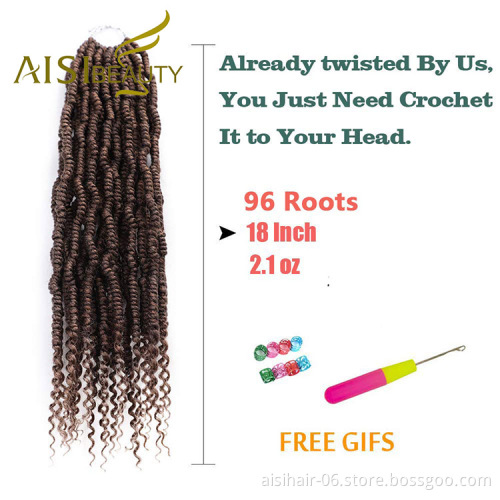 Aisi Beauty Goddess Faux Locs Brown Hair Extensions Pre Twisted Crochet Braids Passion Hairpieces Synthetic Braiding Hair
